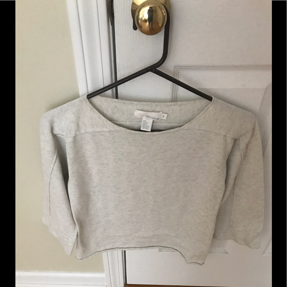 Vintage Y2K DKNY Cotton 3/4 sleeve ivory top